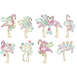 Stickserie - Flowery Flamingo
